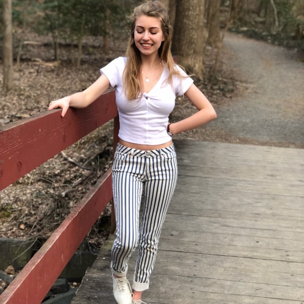 Blue and white striped jeans - Picture 8 of 8